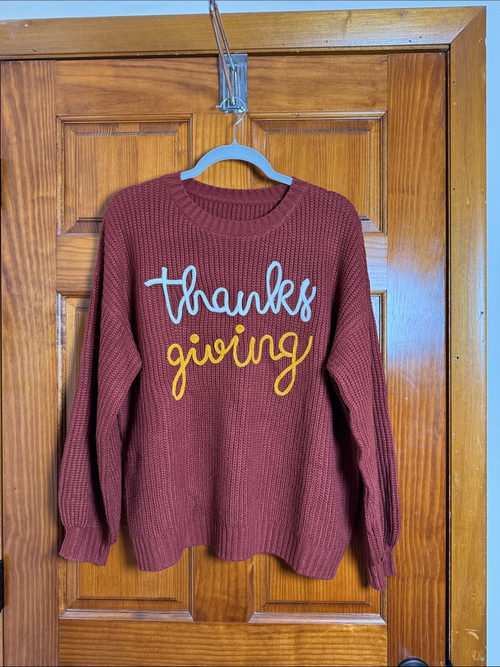 Thanksgiving Knit Sweater - Rust Colored